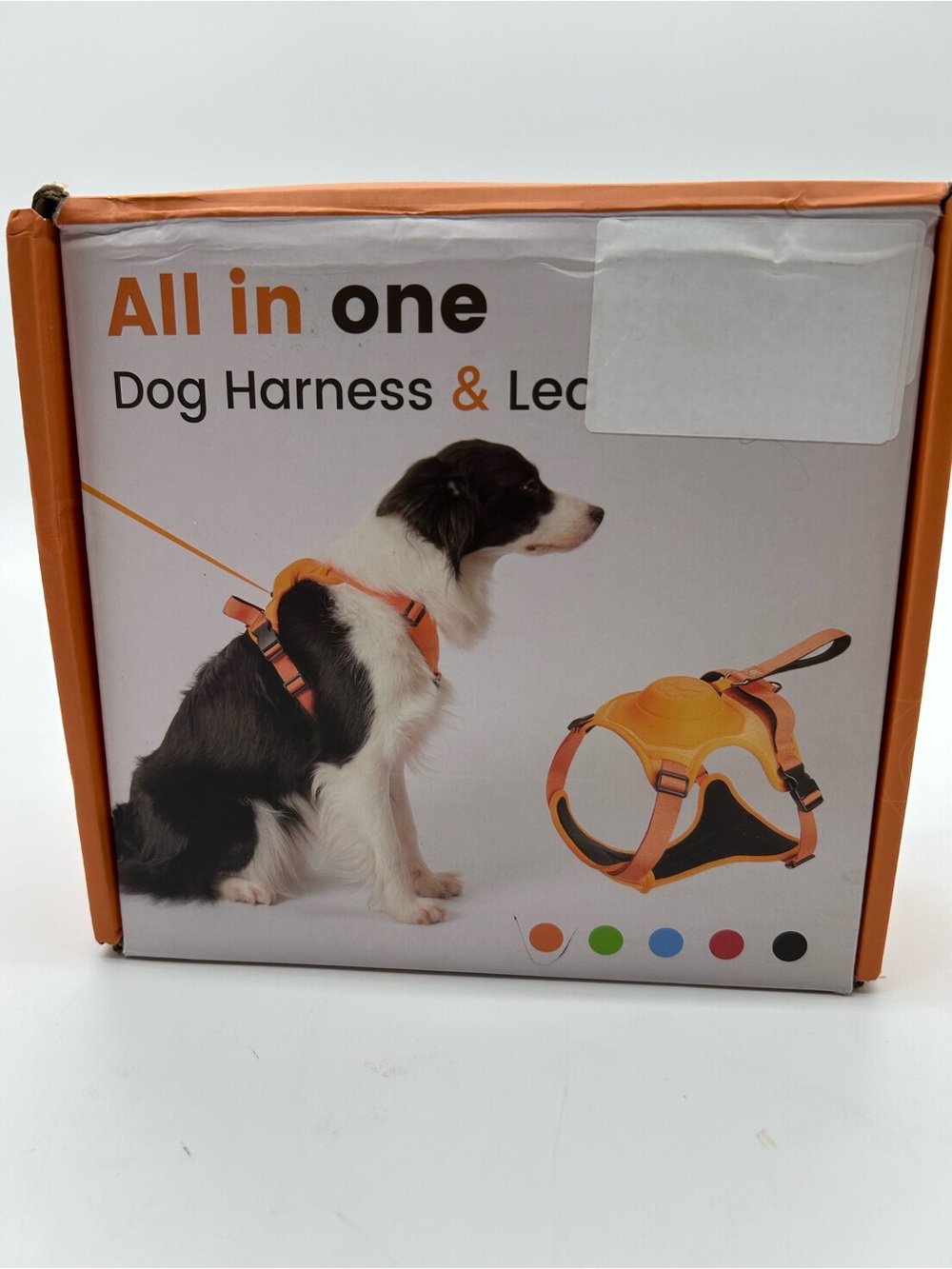 All in One Orange Dog Harness & Leash - Adjustable Comfort Harness Medium